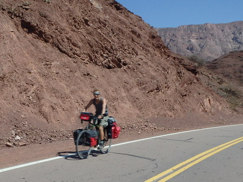 A fully loaded fellow traveler, we waved.